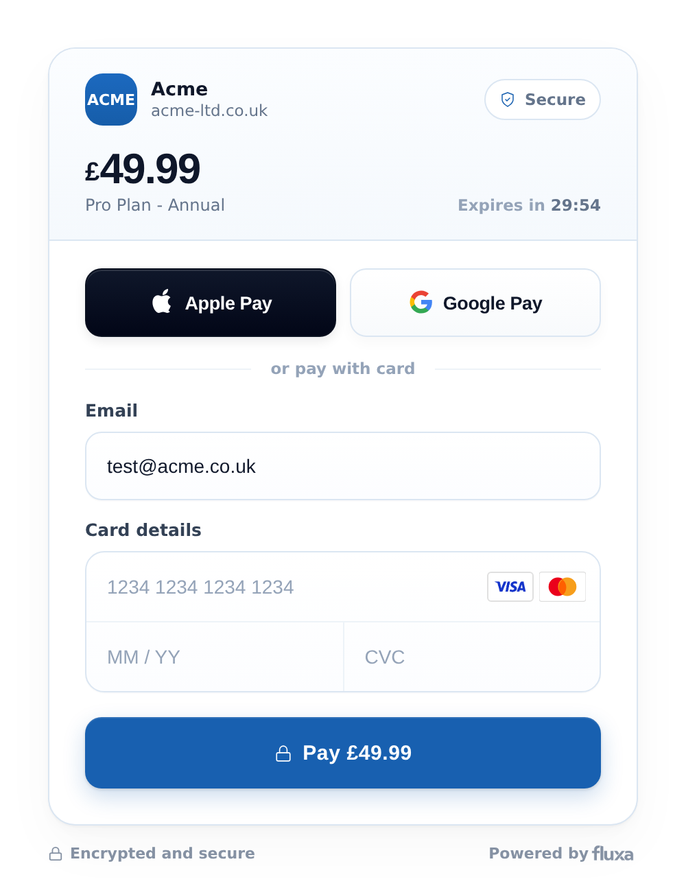 Fluxa hosted checkout